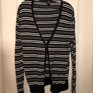 Long-Sleeve Navy and White H&M Cardigan